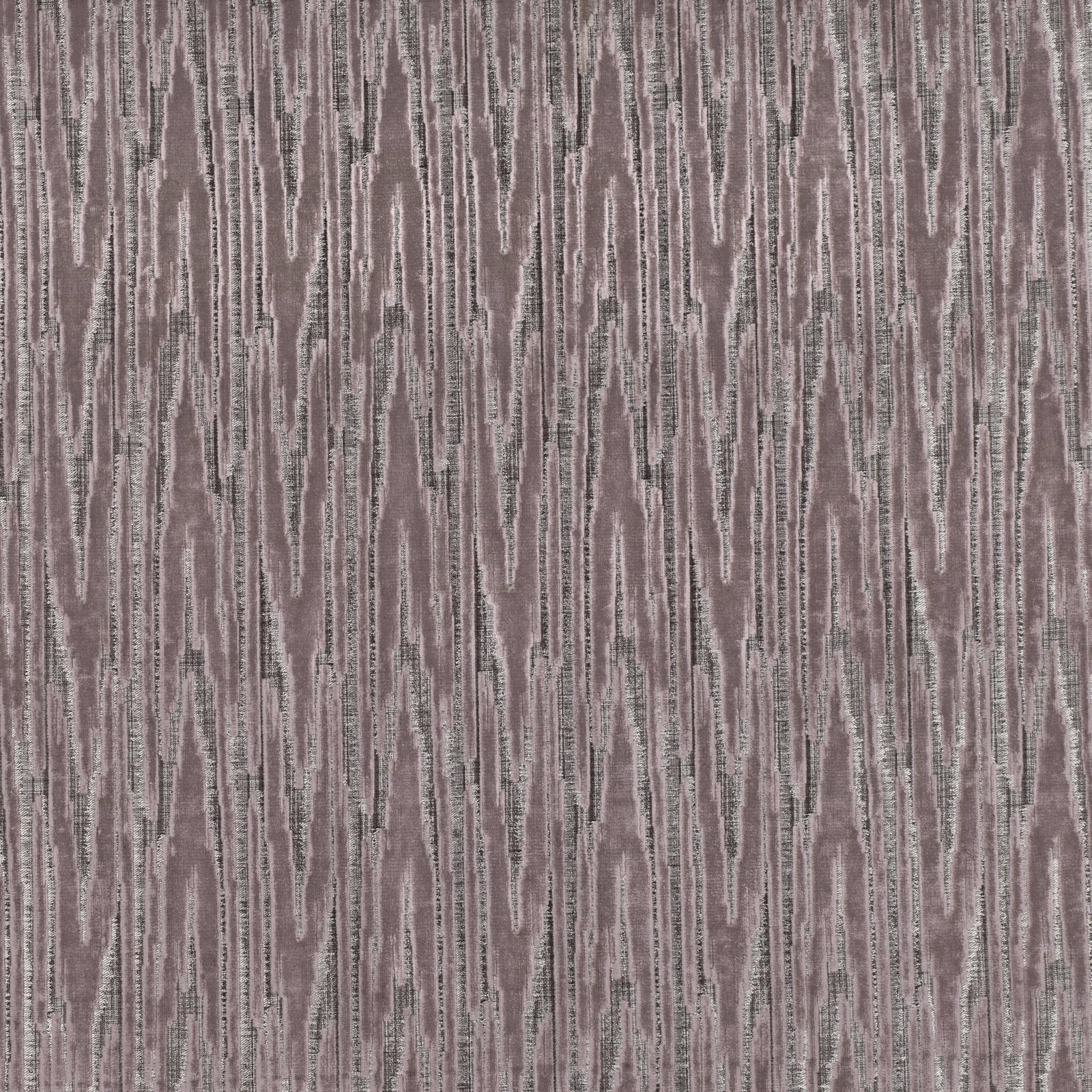 Dusty mauve-taupe fabric with irregular vertical grey and charcoal striations