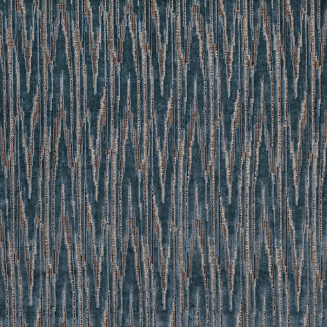 Deep teal woven fabric with irregular vertical taupe and stone striations