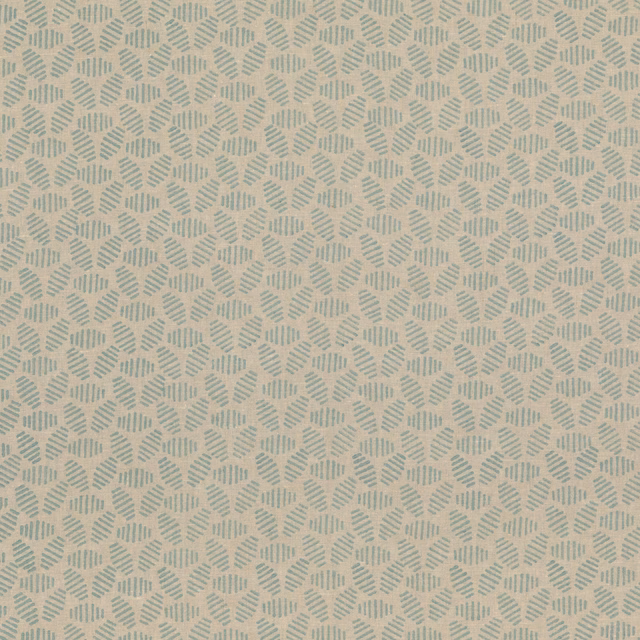 Muted aqua fan-like dash motifs on a pale linen ground