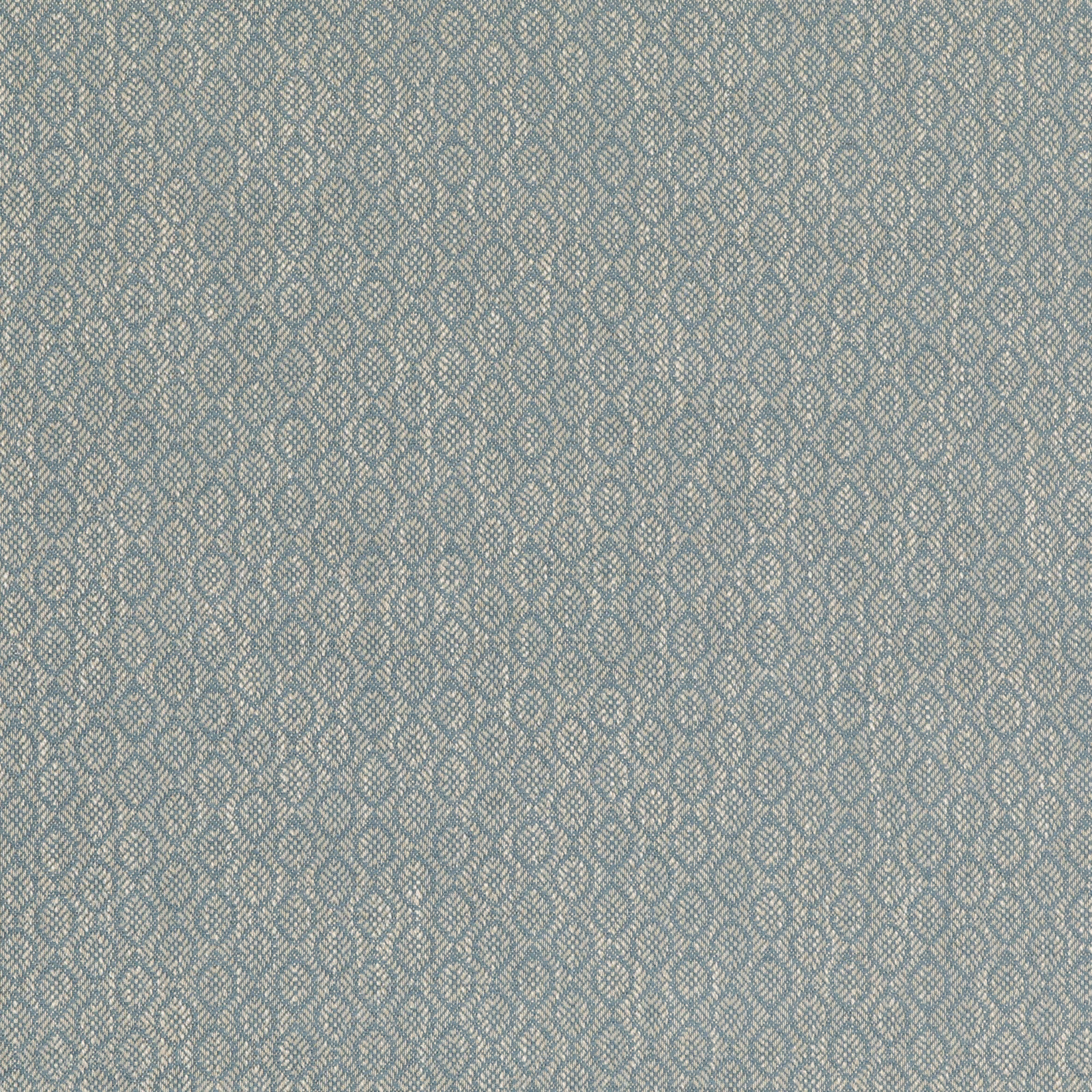 Soft blue-grey woven fabric with a small pale interlocking geometric lattice motif