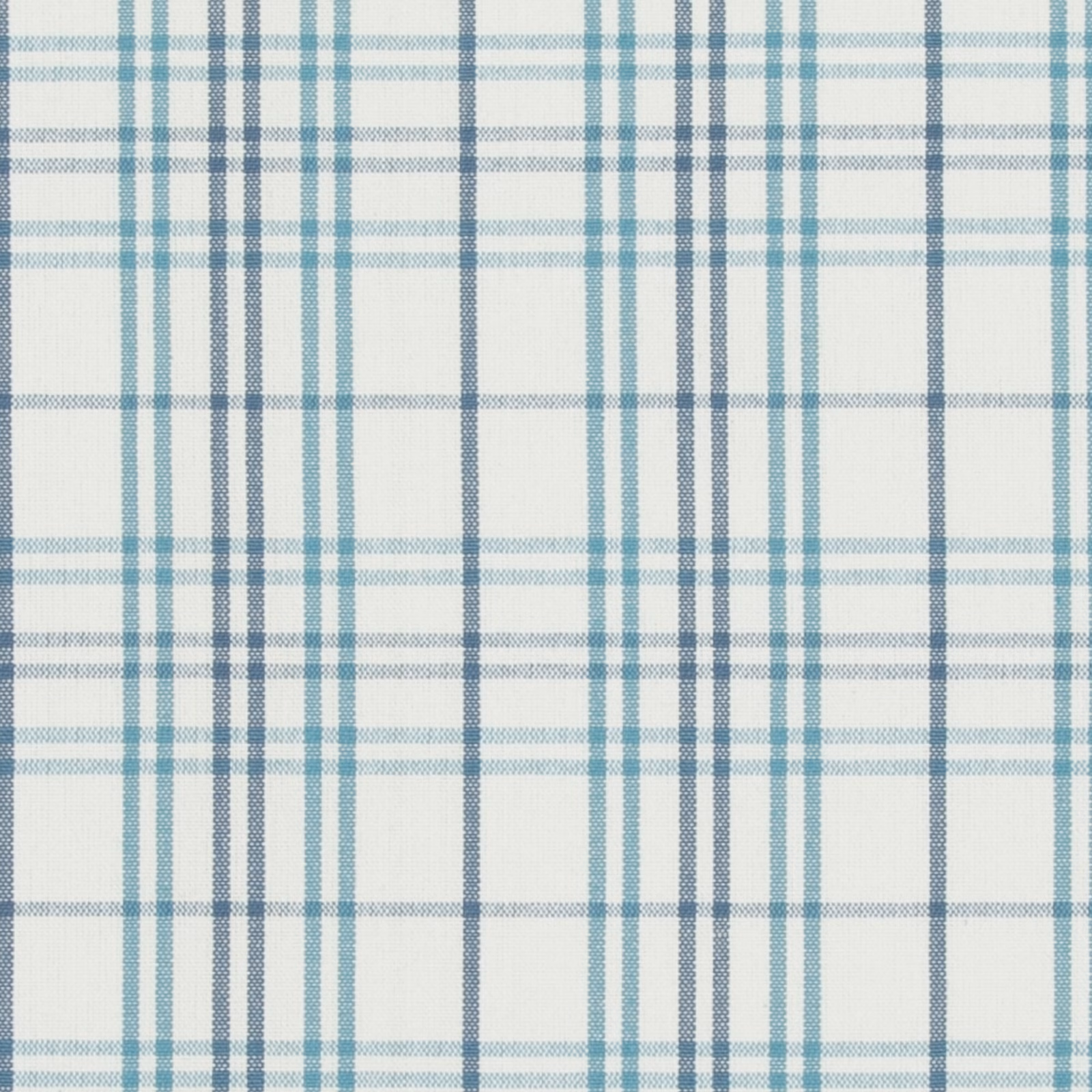 Pale aqua and slate-blue checked cotton with a fine woven texture