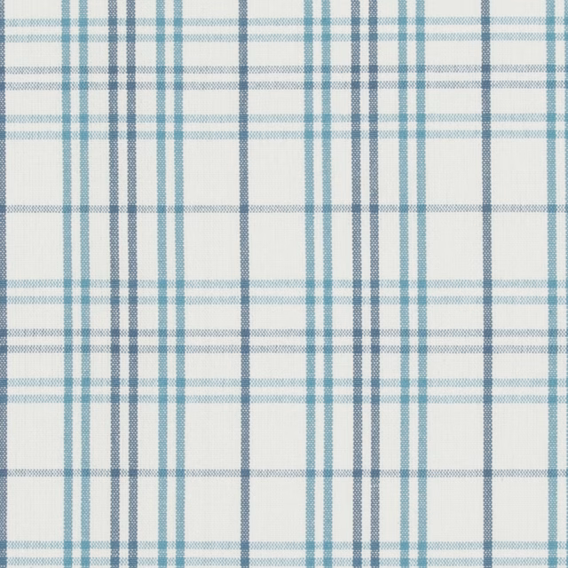 Pale aqua and slate-blue checked cotton with a fine woven texture