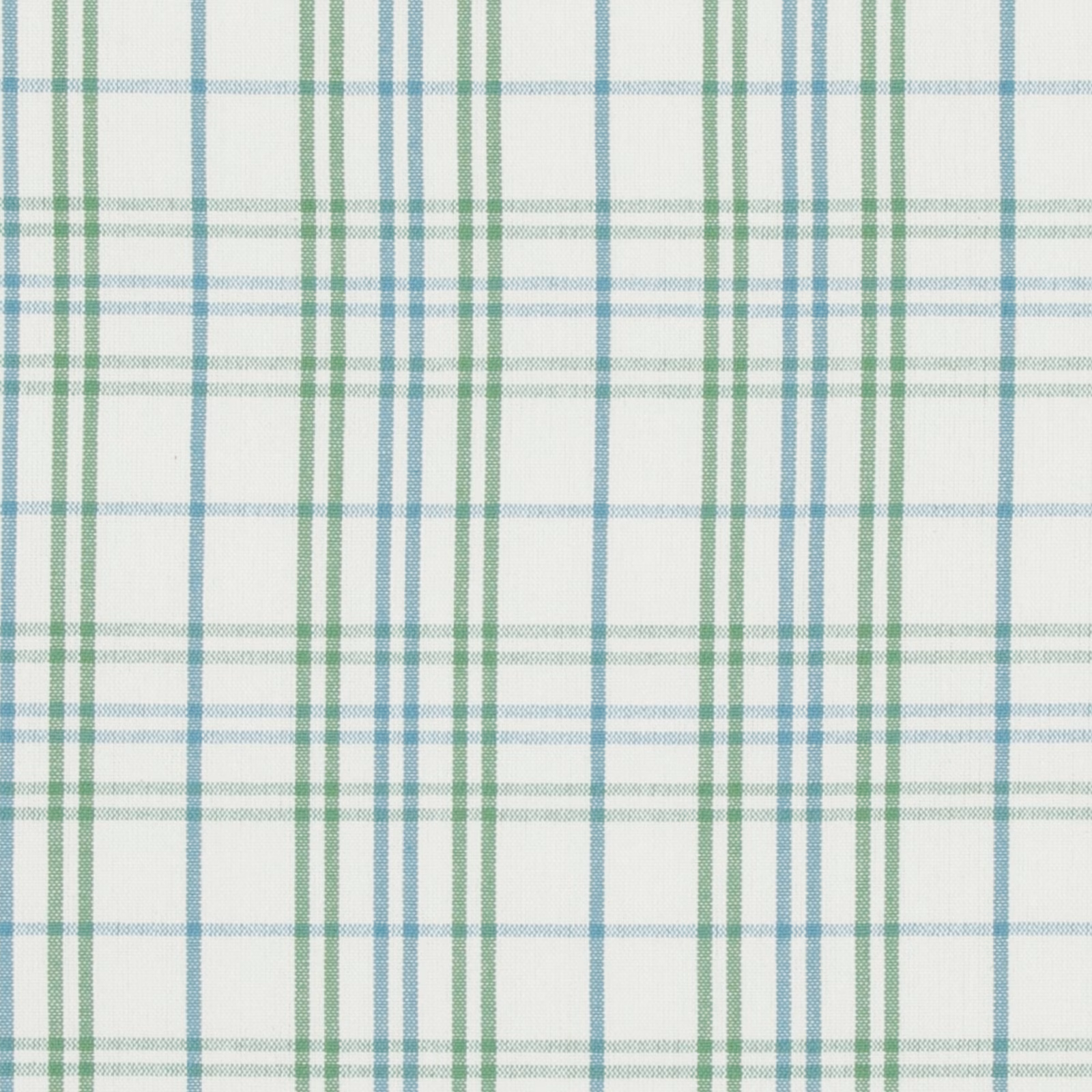 Pale cream cotton check with sage green and aqua windowpane lines