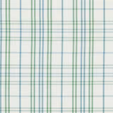 Pale cream cotton check with sage green and aqua windowpane lines