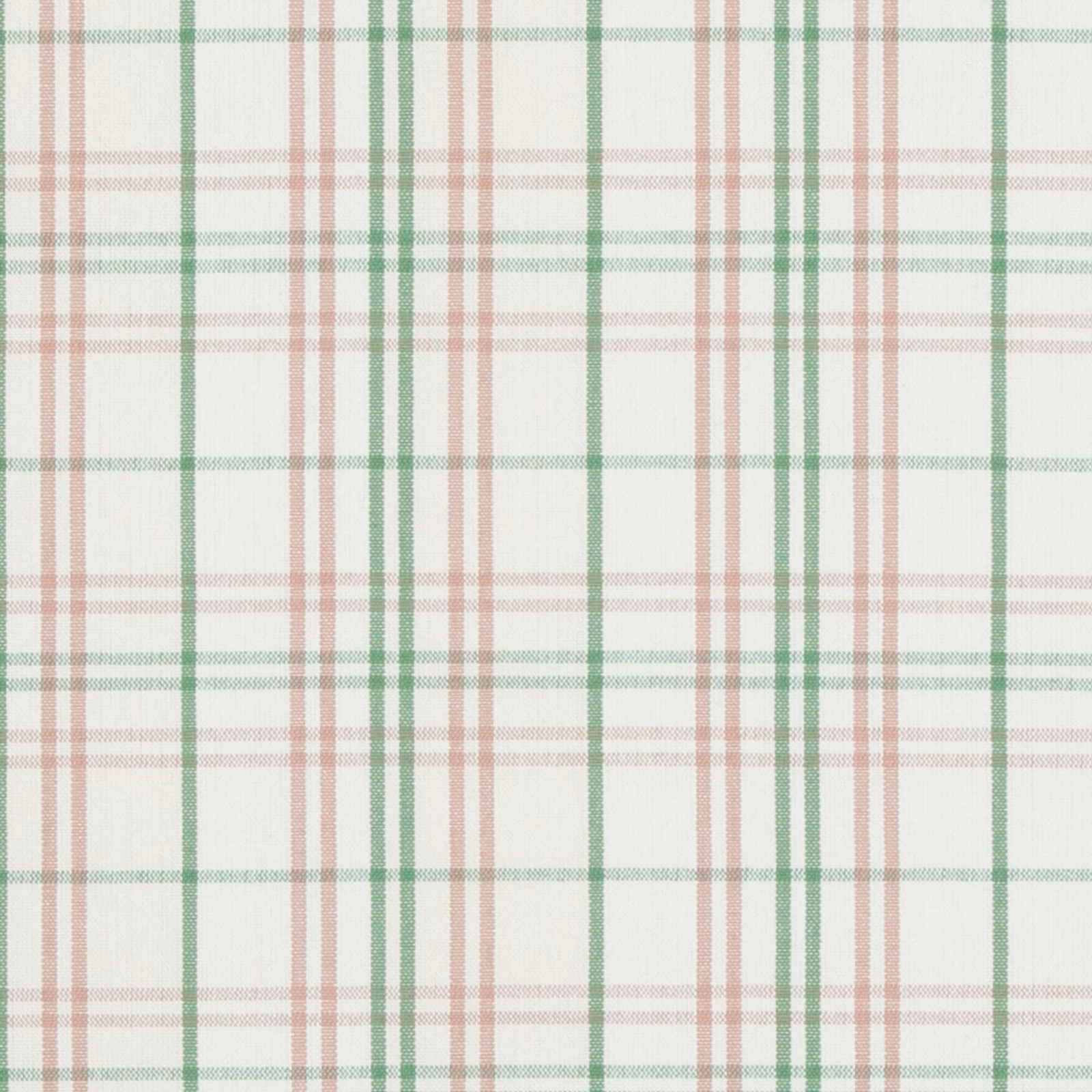 Pale blush and sage green check on an ivory cotton ground