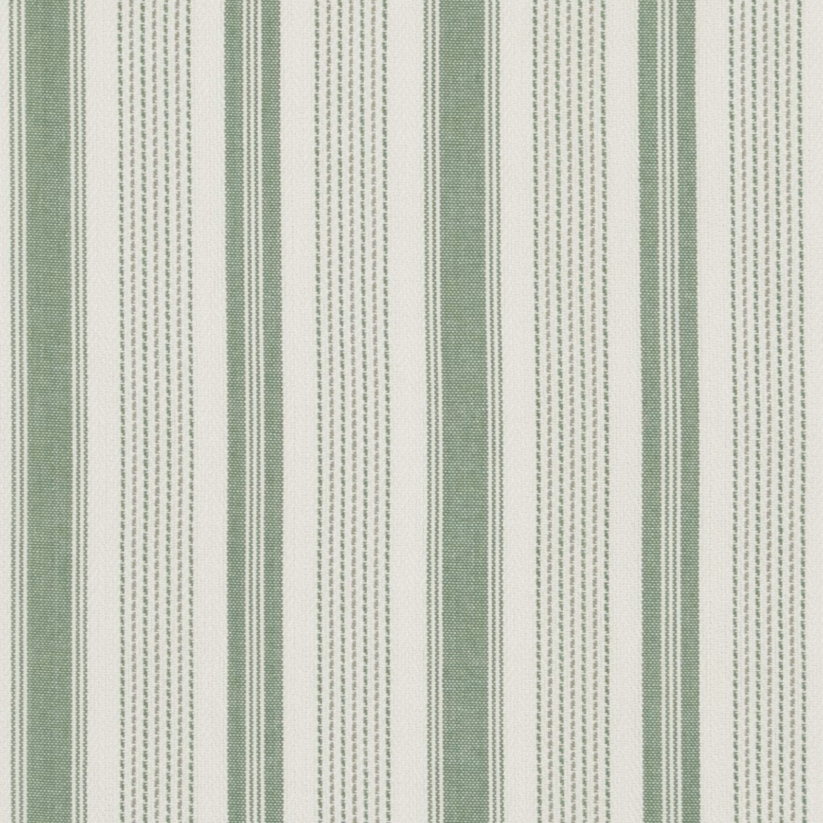 Muted sage and ivory vertical stripe with fine dotted lines in woven cotton