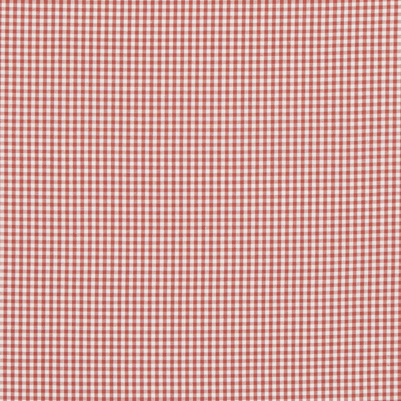 Warm red and white small-scale gingham check with a fine woven texture