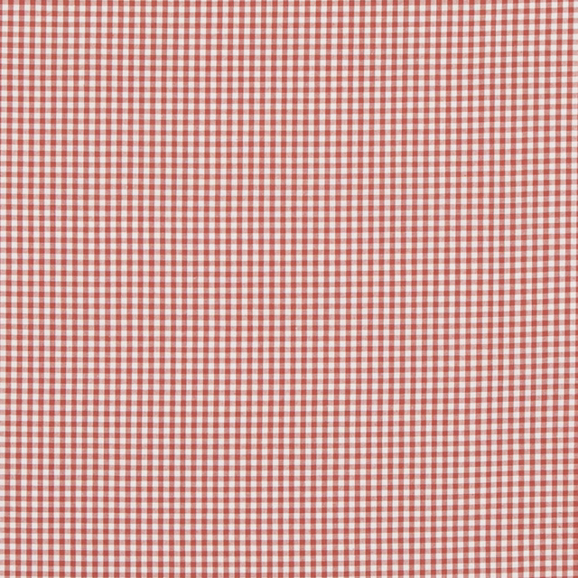 Warm red and white small-scale gingham check with a fine woven texture