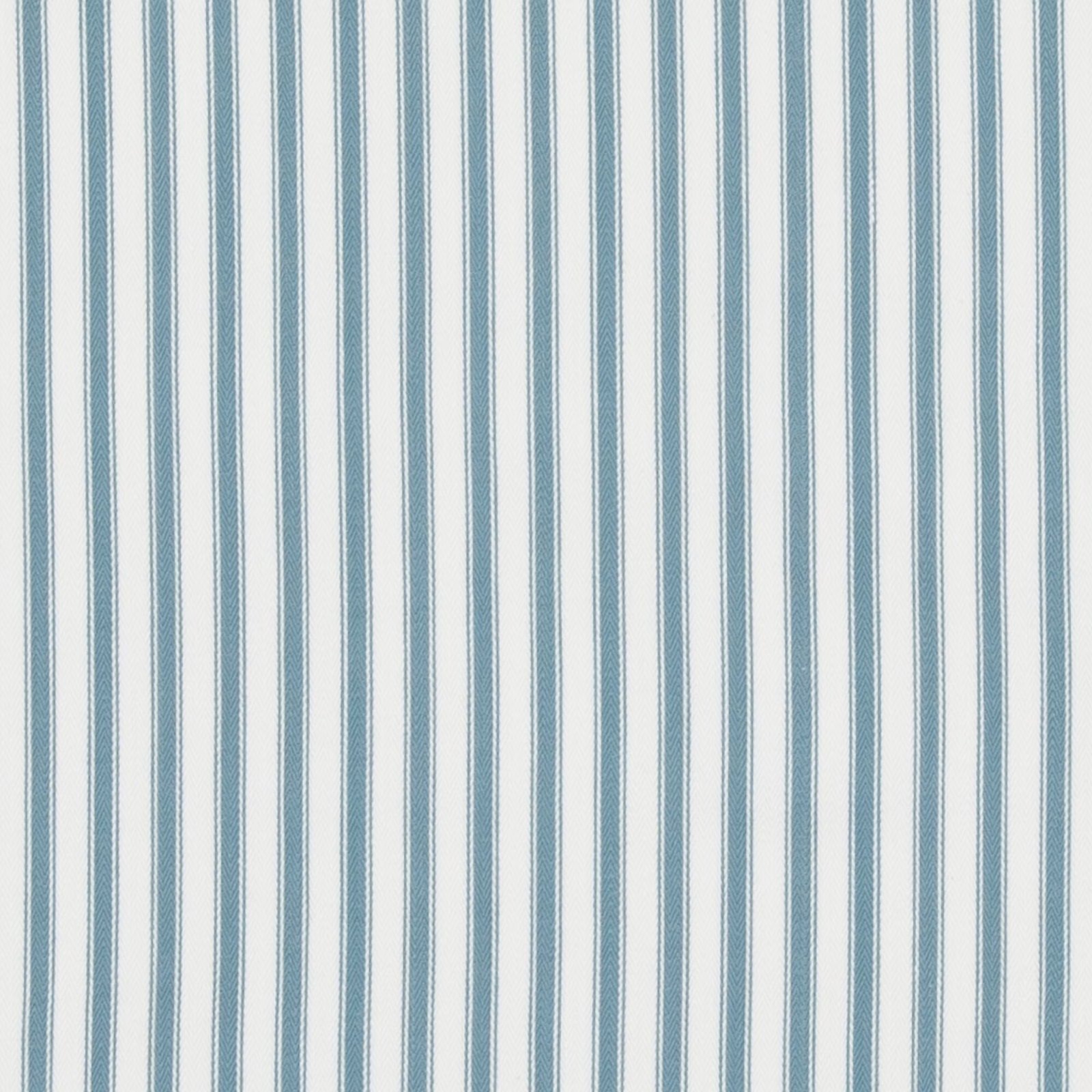 Pale aqua and white vertical ticking stripes on a softly woven cotton ground