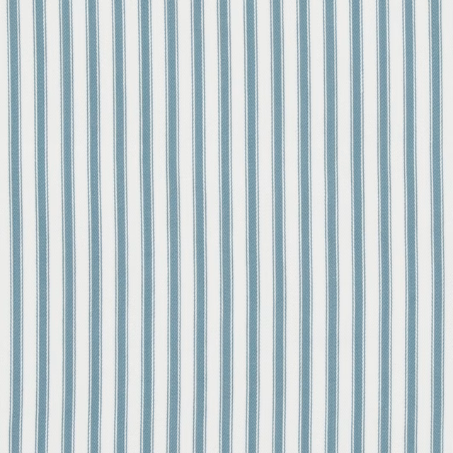 Pale aqua and white vertical ticking stripes on a softly woven cotton ground