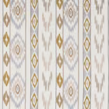 Cashew, stone, ochre and grey ikat-style vertical stripes on woven fabric