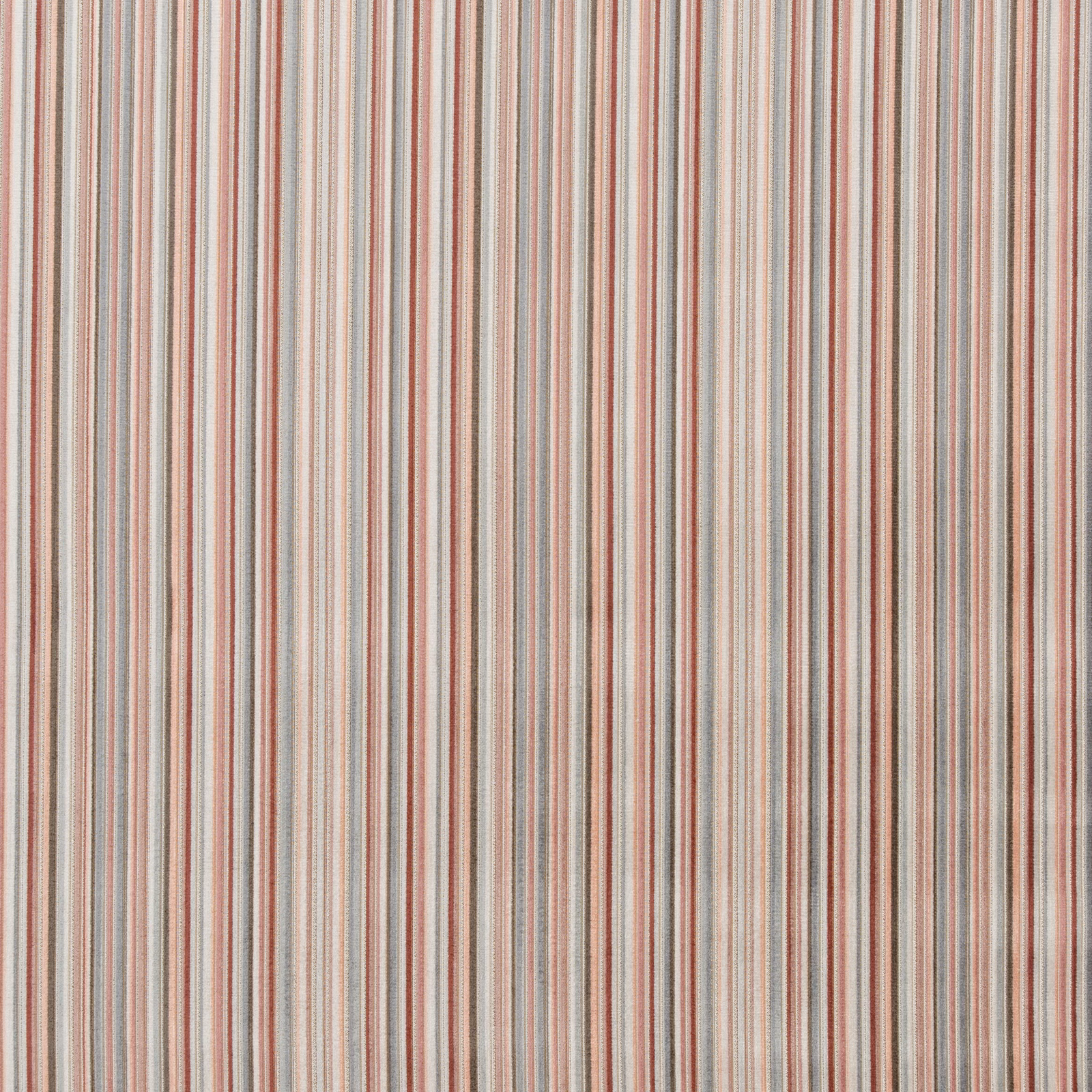 Fine vertical stripes in dusty blush, cream, taupe and muted sage-green weave
