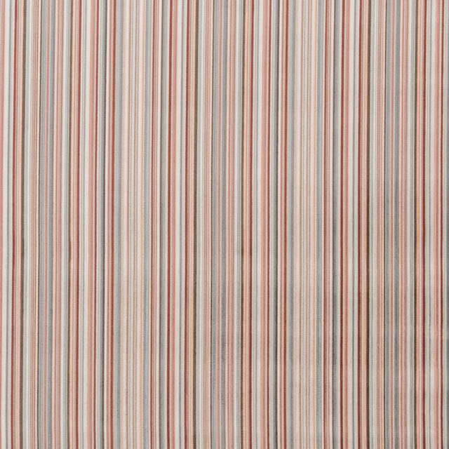 Fine vertical stripes in dusty blush, cream, taupe and muted sage-green weave