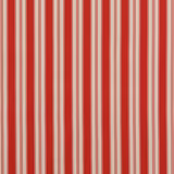 Saturated red and cream vertical ticking stripes with fine woven cotton texture
