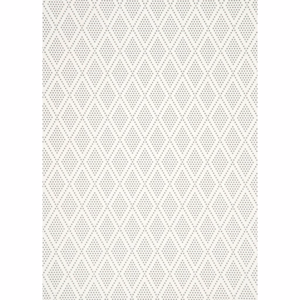 Pale silver-grey wallpaper with a fine dotted diamond lattice pattern