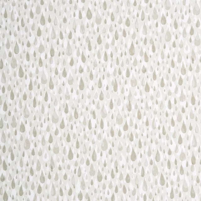 Ivory wallpaper with closely spaced pale stone teardrops in a delicate vertical pattern