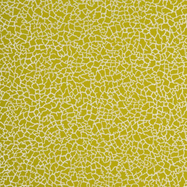 Bright lime-green wallpaper with a dense fine silver crackle network
