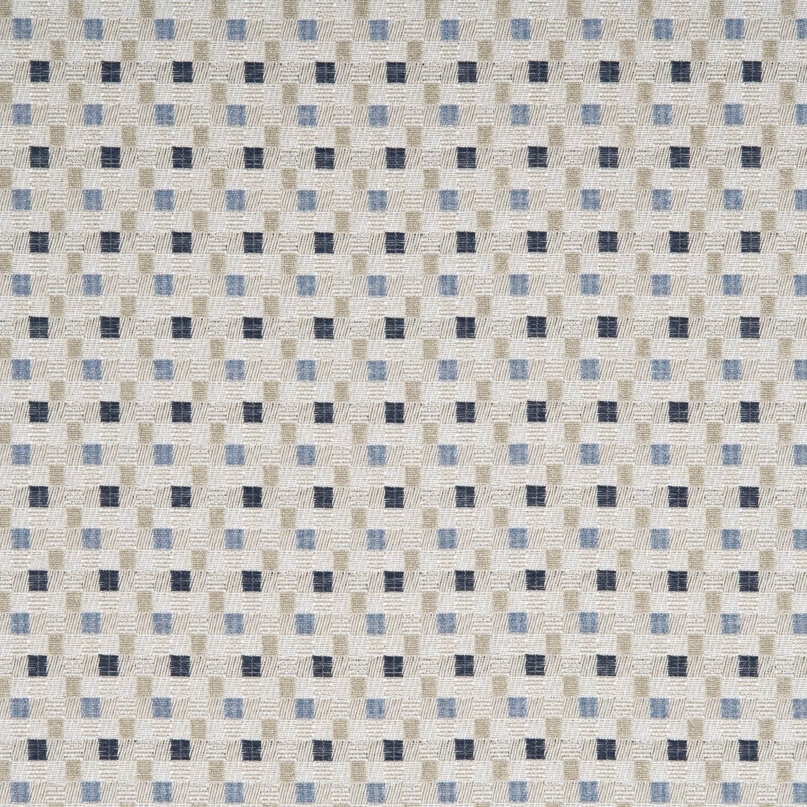 Ivory, stone and blue-grey woven squares in a finely textured small check