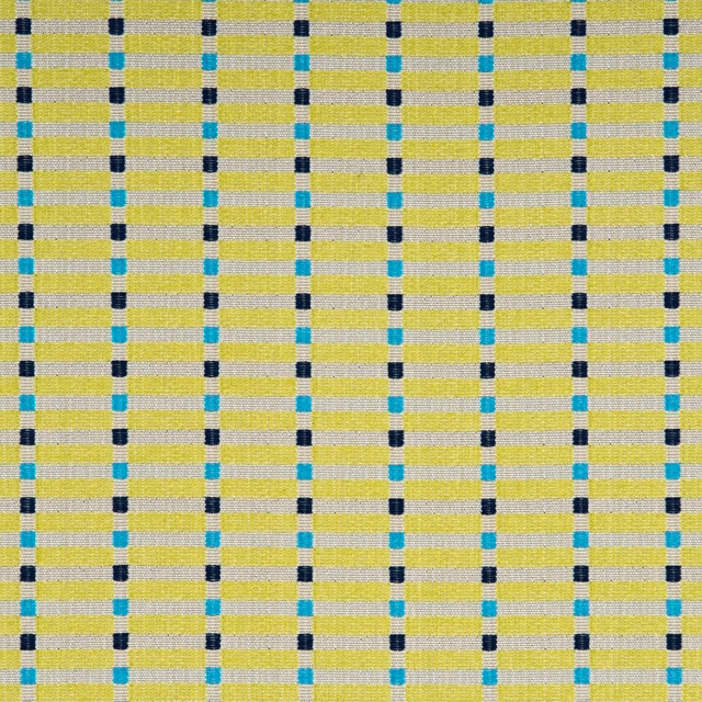 Fine woven check in lime, turquoise and indigo on a pale ground