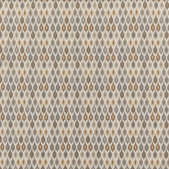 Stone taupe geometric fabric with grey, cream and brown lozenge motifs