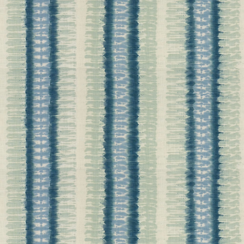 Muted indigo and pale seafoam vertical stripes with softly broken, tactile bands