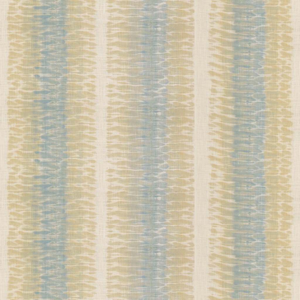 Textured pale aqua, cream and flax fabric with irregular vertical woven bands