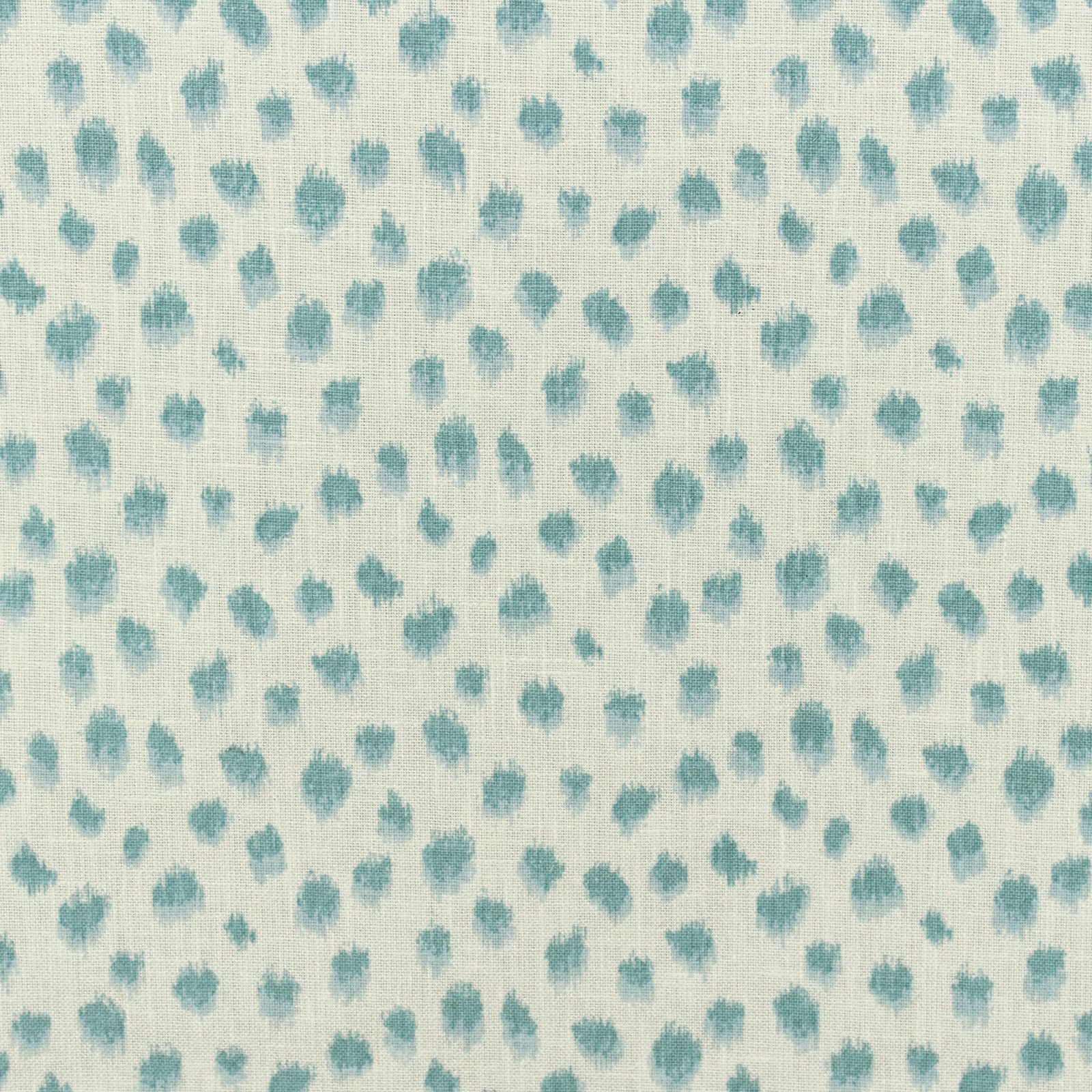Pale aqua textile with scattered soft teal brush-mark motifs and fine weave