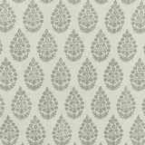 Pale pebble-grey woven ground with repeating soft grey damask medallions