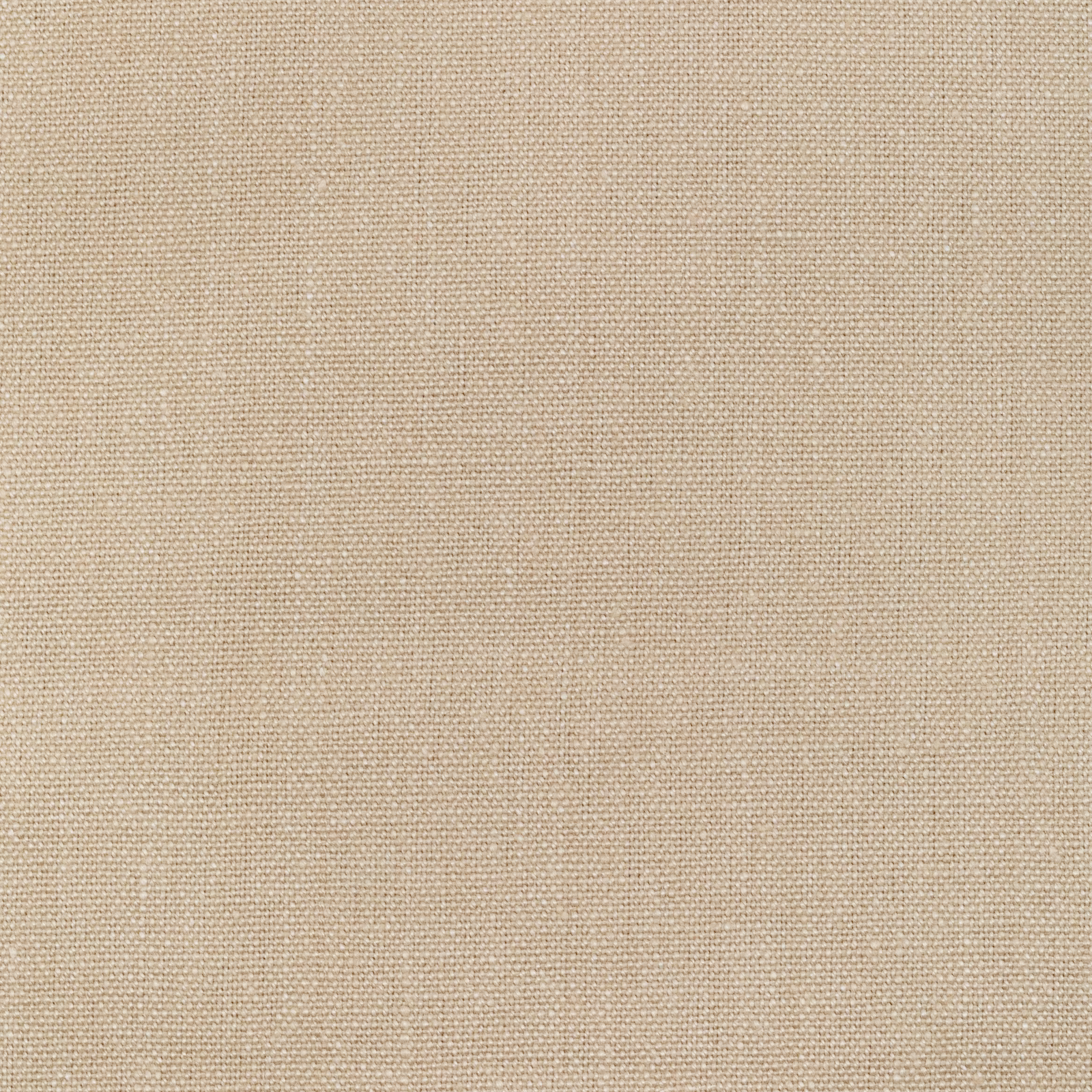Close-up of warm stone-beige linen showing a fine, even plain weave