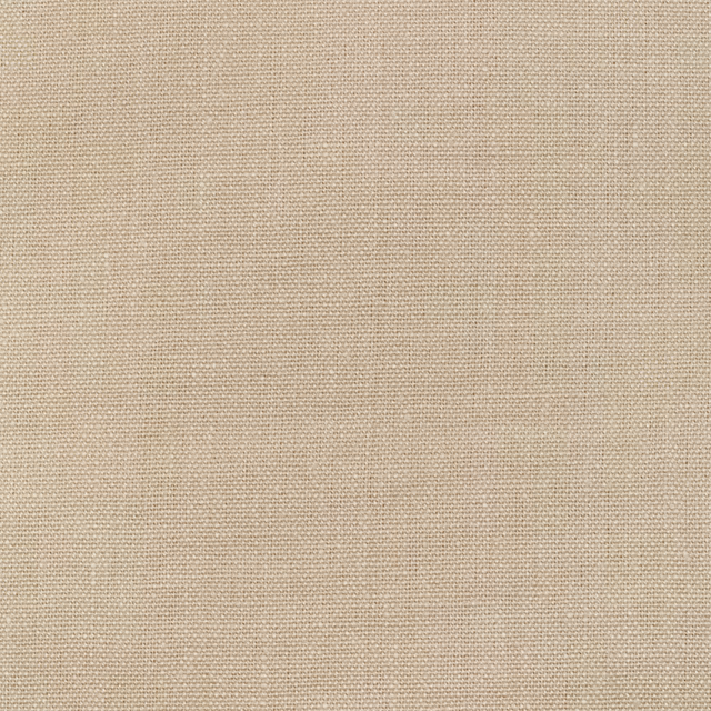 Close-up of warm stone-beige linen showing a fine, even plain weave
