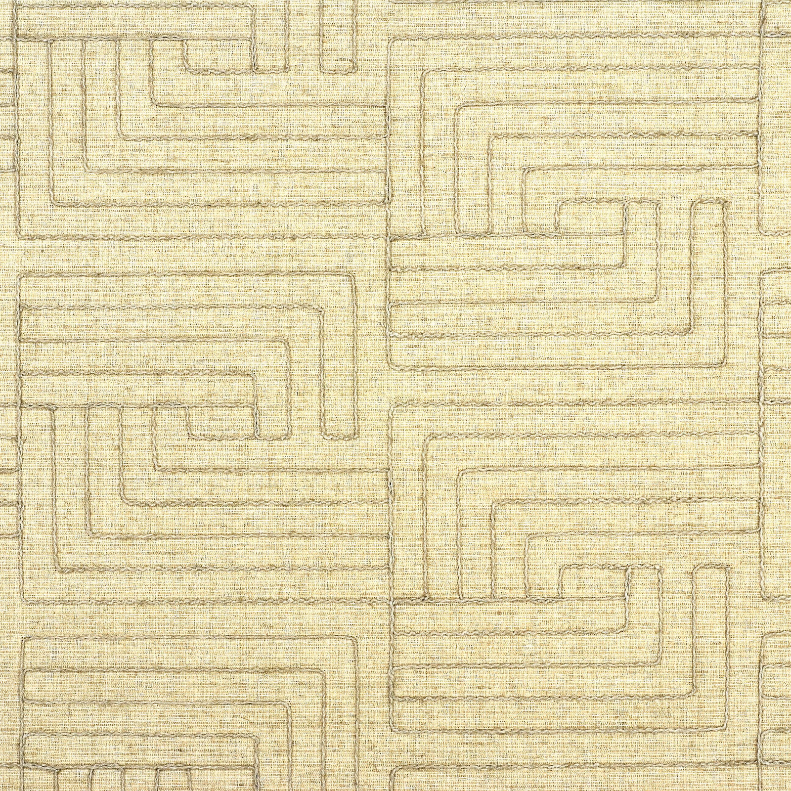 Pale natural-beige woven swatch with fine taupe geometric ropework lines