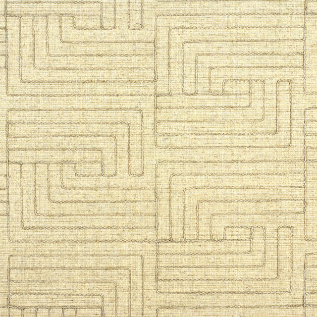 Pale natural-beige woven swatch with fine taupe geometric ropework lines