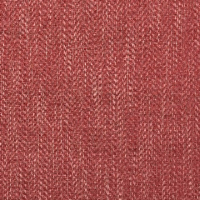 Close-up of muted raspberry-red woven fabric with fine pale vertical slub texture