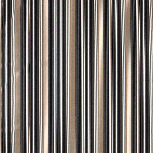 Charcoal, taupe and natural vertical stripes in a textured outdoor weave