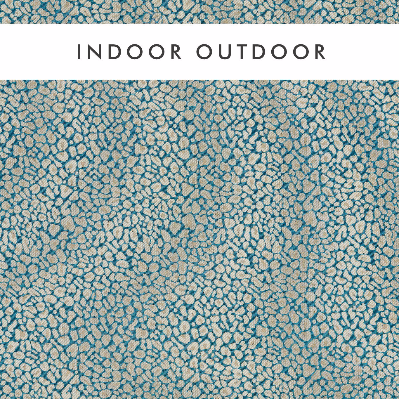 Cool aquamarine woven ground with dense cream pebble-like motifs