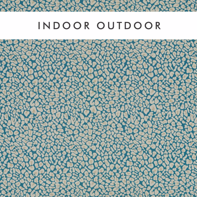 Cool aquamarine woven ground with dense cream pebble-like motifs