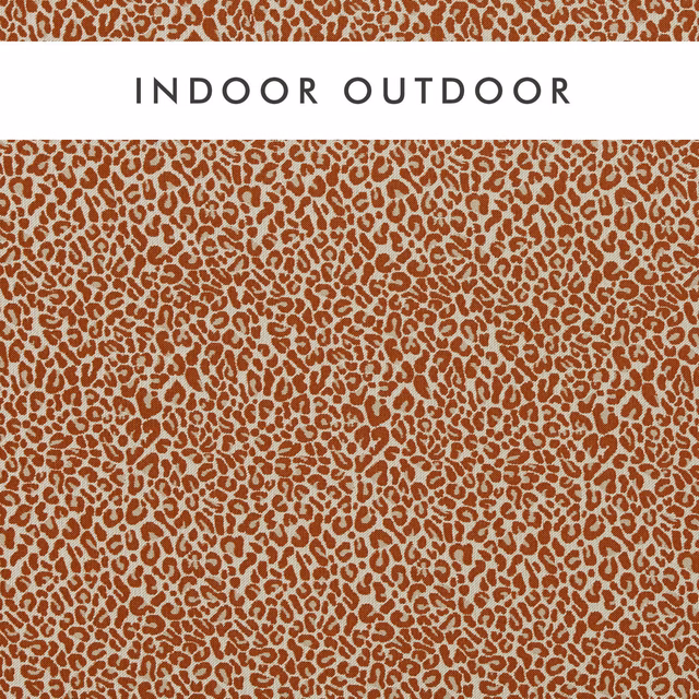Dense cream outdoor weave with irregular warm terracotta animal-print markings