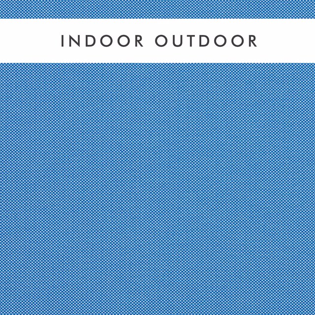 Cobalt blue outdoor fabric with a dense pale micro-check woven texture