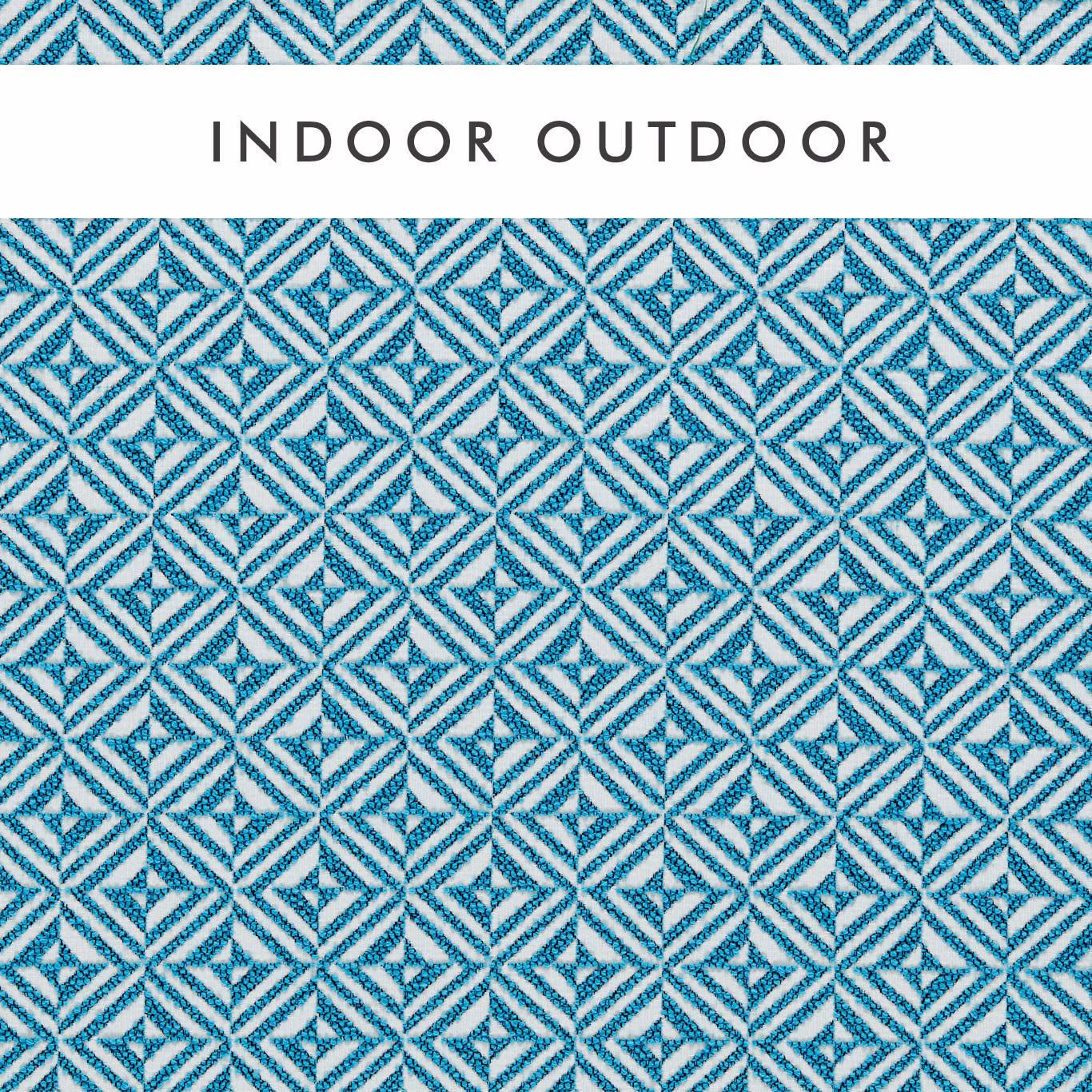 Aquamarine teal outdoor weave with small white interlocking diamond geometry