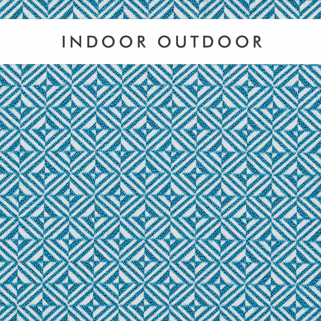 Aquamarine teal outdoor weave with small white interlocking diamond geometry