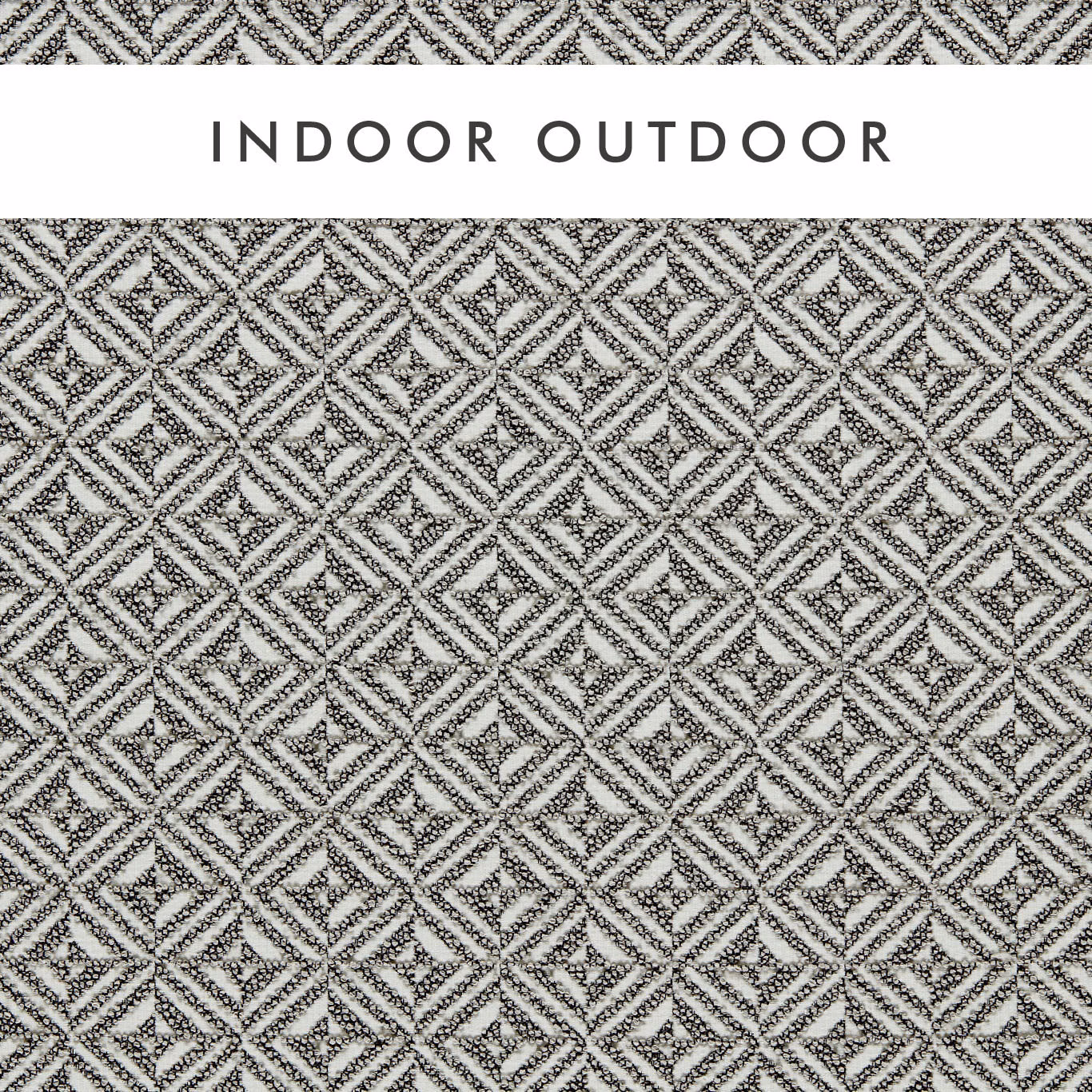 Charcoal and ivory geometric diamond weave with a finely flecked tactile surface