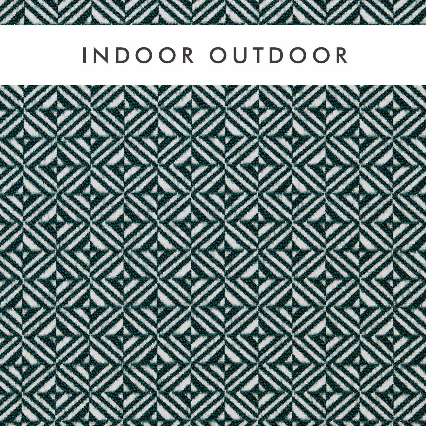 Forest green and cream woven fabric with repeating angular diamond geometry