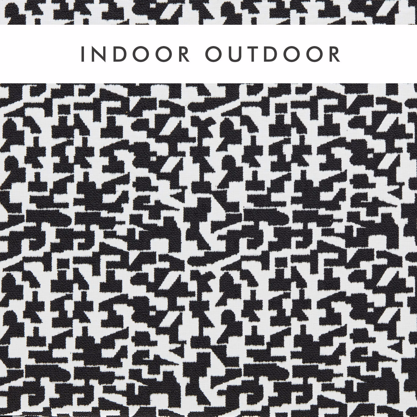 Black and white broken geometric weave with a tactile, nubby surface
