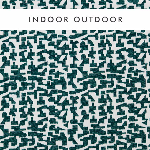 Dense forest-green and ivory geometric weave with pixel-like broken motifs