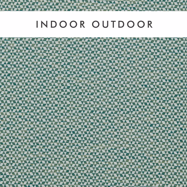 Deep forest-green and cream geometric outdoor weave with fine triangular motifs
