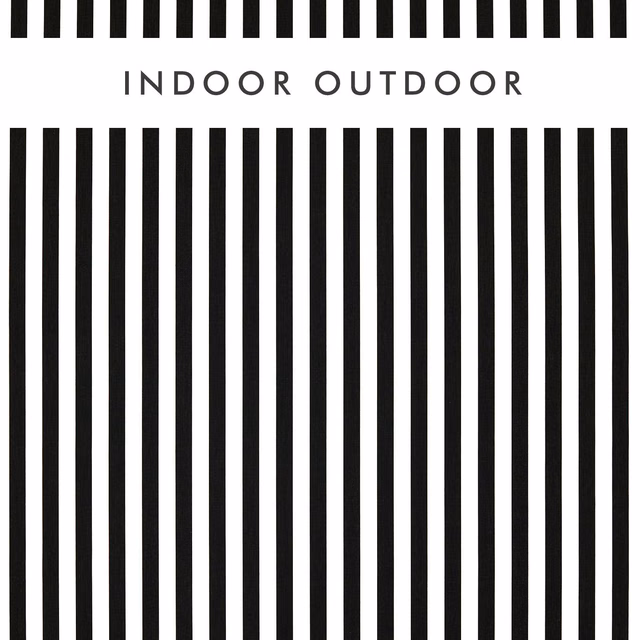 Black and white woven fabric with evenly spaced vertical ebony stripes