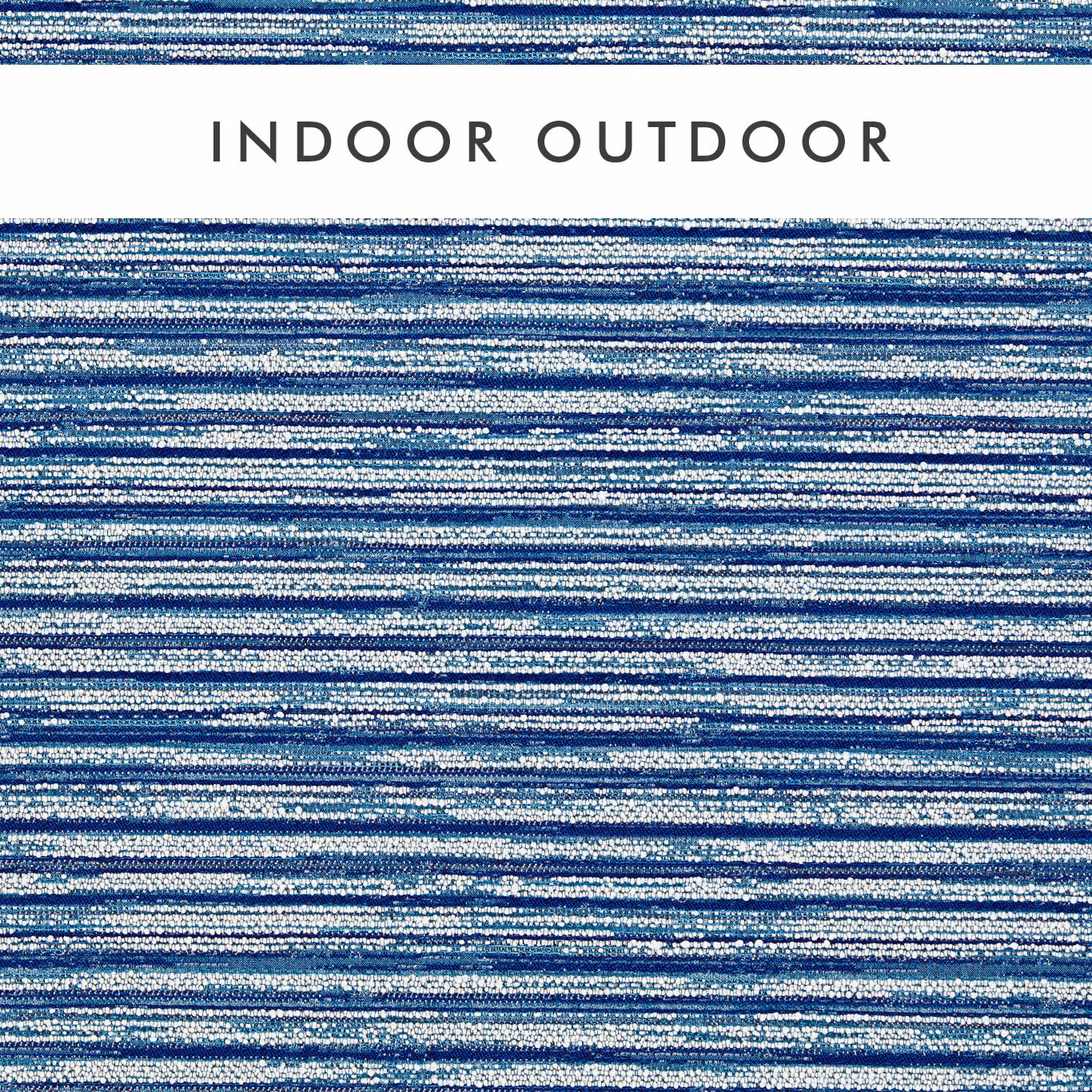 Close-up of cobalt blue and white broken horizontal stripes with textured woven flecks