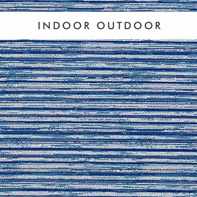 Close-up of cobalt blue and white broken horizontal stripes with textured woven flecks