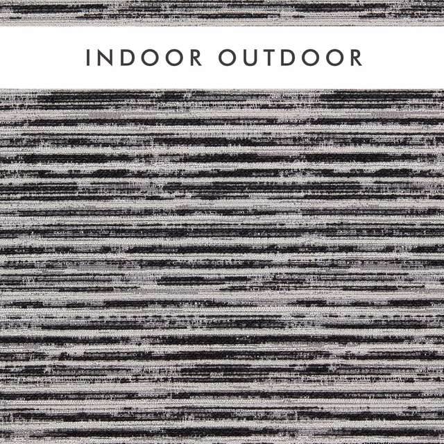 Ebony black woven upholstery with irregular grey and ivory horizontal striations