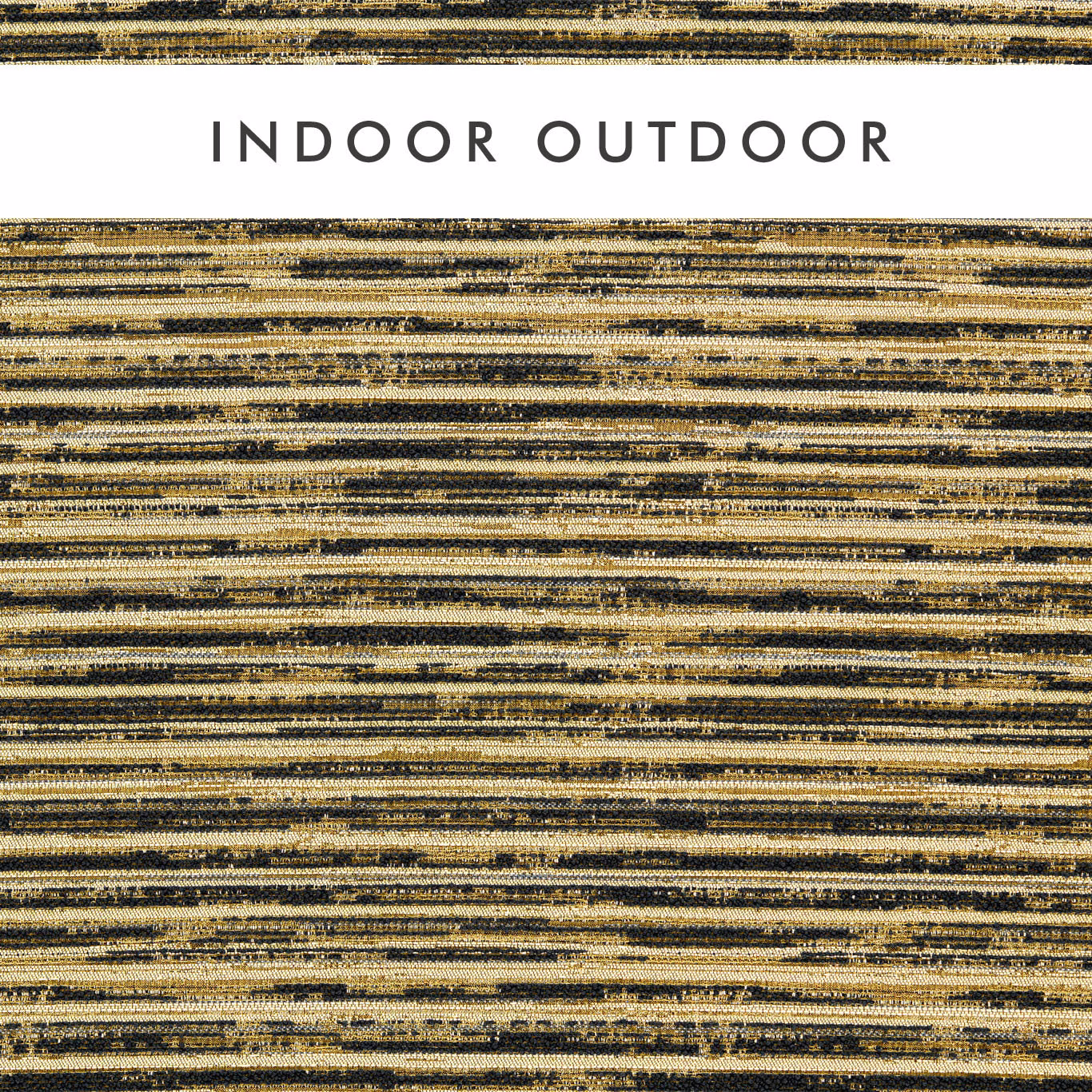 Antique-gold outdoor weave with irregular charcoal and cream horizontal striations